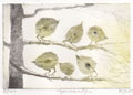 Barbara Wichers Hoeth, Iepenblaadjes, Ets met Iepenblaadjes in houten lijst, 10x15 cm, €.150,-