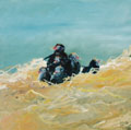 Barbara Wichers Hoeth, Nest jonge meerkoeten, Olieverf op paneel, 30x30 cm, €.350,-