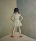 JoAnna Winik, Girl in corner 2, Olie op doek, 38x33 cm, €.800,-