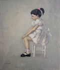 JoAnna Winik, Girl on stool, Olie op doek, 38x33 cm, €.800,-