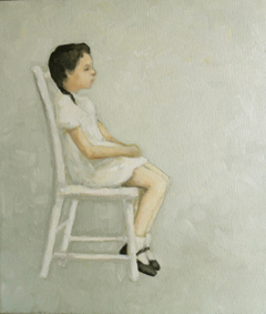 JoAnna Winik, Seated Girl 2 profile, Olie op doek, 50x39,5 cm, €.850,-