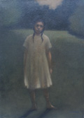 J.T. Winik, Nostalgia girl 1, Oil on canvas, 33x24 cm, €.650,-