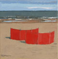 Gineke Zikken, Rode Windschermpjes, Olieverf op doek, 20x20 cm, €.500,-