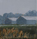 Gineke Zikken, Schuren Flovoland, Olieverf op doek, 10x10 cm, €.250,-
