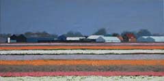 Gineke Zikken, Een bont voorjaar!, Olieverf op doek, 30x60 cm, €.950,-