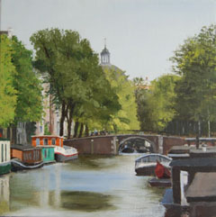 Gineke Zikken, Brouwersgracht, Olieverf op doek, 60x60 cm, €.1500,-