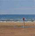 Gineke Zikken, Strandpaal, Olieverf op doek, 20x20 cm, €.550,-