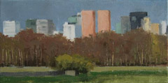 Gineke Zikken, Zuidas, Olieverf op doek, 15x30 cm, €.550,-