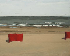 Gineke Zikken, Rode Windschermen, Olieverf op doek, 40x50 cm, €.725,-