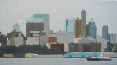 Gineke Zikken, New York - Brooklyn, Olieverf op doek, 50x90 cm, €.1680,-