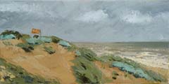 Gineke Zikken, Kust Katwijk, Olieverf op doek, 20x40 cm, €.500,-