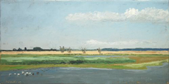 Gineke Zikken, Oostvaardersplassen, Olieverf op doek, 20x40 cm, €.500,-
