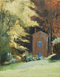 Gineke Zikken, Huis, Olie op doek, 24x18 cm, €.500,-