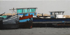Gineke Zikken, In het Spaarne, Olieverf op doek, 30x60 cm, €.850,-