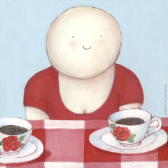 Sanne Kuiper, Waar is de taart?, Acryl op doek, 30x30 cm, €.350,-