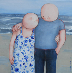 Sanne Kuiper, Met mijn lief, Acryl op doek, 24x24 cm, €.225,-