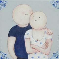 Sanne Kuiper, Wang tegen Wang, Acryl op doek, 24x24 cm, €.250,-