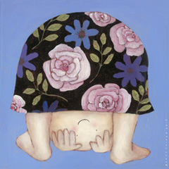 Sanne Kuiper, Kiekeboe, Acryl op doek, 30x30 cm, €.350,-