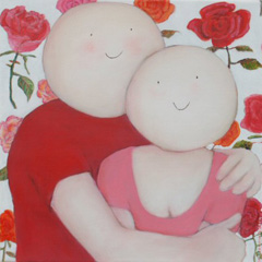 Sanne Kuiper, Rozig, Acryl op doek, 40x40 cm, €.525,-