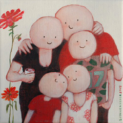 Sanne Kuiper, Bij Elkaar, Acryl op doek, 18x18 cm, €.170,-