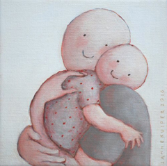 Sanne Kuiper, Slaapjes,  Acryl op doek, 18x18 cm, €.170,-