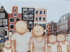 Sanne Kuiper, In Amsterdam, Acryl op doek in houten baklijst, 18x24 cm, €.225,-