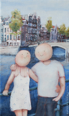 Sanne Kuiper, Weekendje weg, Acryl op doek in baklijst, 30x18 cm, €.275,-