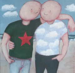 Sanne Kuiper, Bij Jou, Acryl op doek in houten baklijst, 20x20 cm, €. 225,-