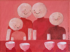 Sanne Kuiper, Familytime, Acryl op doek in baklijstje, 13x18 cm, €.115,-