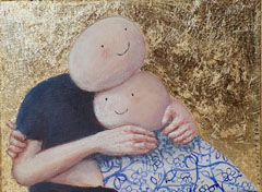 Sanne Kuiper, Samen, Acryl op doek in baklijst, 18x24 cm, €.175,-