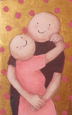 Sanne Kuiper, gouden dansje, Acryl op houten paneel, 8x12,5x3 cm, €.75,-