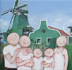 Sanne Kuiper, Op de Zaanse schans, Acryl op doek in baklijst, 18x18 cm, €.145,-