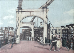 Sanne Kuiper, Liefde in Amsterdam, 145 euro, Acryl op doek in baklijstje, 13x18 cm