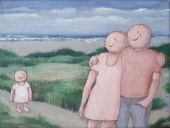 Sanne Kuiper, Nee naar Zee, 225 euro, Acryl op doek in baklijstje, 18x24 cm