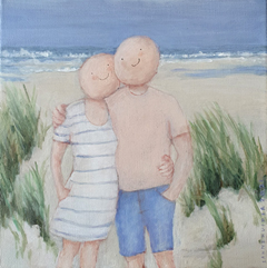 Sanne Kuiper, Strandlopers, 30x30 cm, 235- euro, Acryl op doek in baklijst