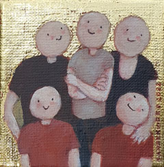 Sanne Kuiper, Het gouden Feestje, 110 euro, Acryl met bladgoud op doek in baklijst, 10x10 cm