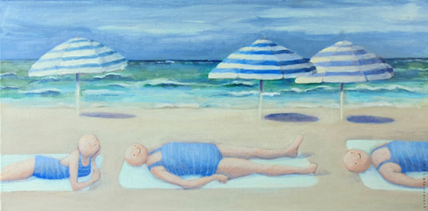 Sanne Kuiper, Zomer, 575 euro, Acryl op doek in baklijst, 30x60 cm