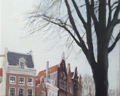 Sanne Kuiper, Oude Waal, 395 euro, Acryl op doek in baklijst, 24x30 cm