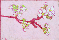 Thecla Renders, Pink Spring, Gemengde techniek op board, 14x21 cm, €.95,-