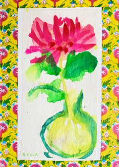 Thecla Renders, With flowers in my heart 6, 175 euro, Gemengde techniek op papier, 30x21 cm