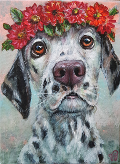 Vilma van den Berg, Dalmaat, Acryl op doek, 24x18 cm, €.175,-