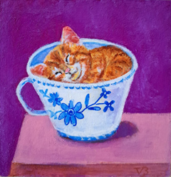 Vilma van den Berg, Slaap kopje, 150 euro, Acryl op paneel zonder lijst, 15x15 cm