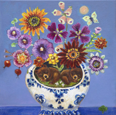 Vilma van den Berg, Sleeping beauty beertjes, 525 euro, Acryl op doek in baklijst, 40x40 cm