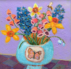 Vilma van den Berg, Lentevaasje, 225 euro, Acryl op paneel in baklijstje, 20x20 cm