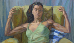 Irma Braat, En Face, Olieverf op doek, 30x50 cm, €.475,-