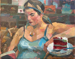 Irma Braat, Red Velvet, 380 euro, Olieverf op doek zonder lijst, 24x30 cm