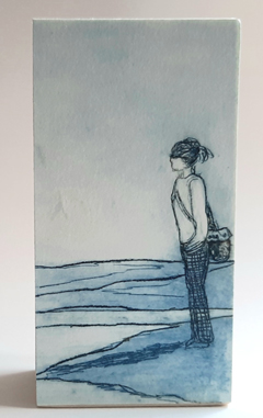 Edith Brouwer, Langs het water, 65 euro, Ets op houten blokje zonder ljist, 5x10x3,5