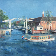 Diana de Bruin, Hermitage vanaf de Amstel, Olieverf op paneel, 30x30 cm, €.275,-