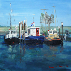 Diana de Bruin, Hollandse Havens 2, Olieverf op paneel, 30x30 cm, €.275,-