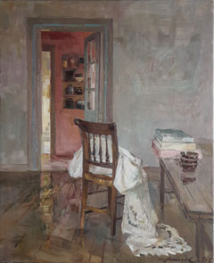 Natalia Dik, Omas tafelkleed, 1950 euro, Olieverf op doek zonder lijst, 80x65 cm